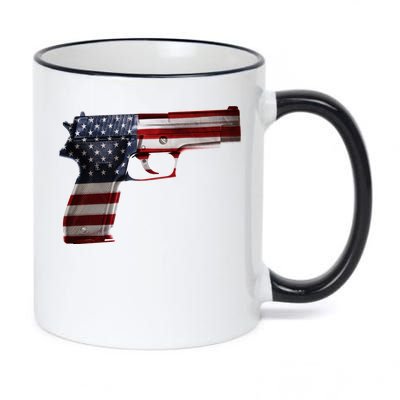 USA Pistol Gun 11oz Black Color Changing Mug