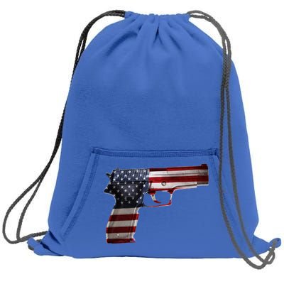 USA Pistol Gun Sweatshirt Cinch Pack Bag