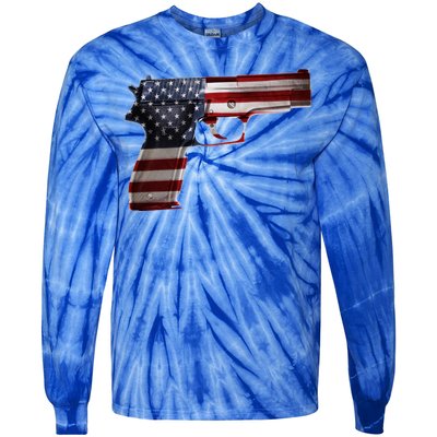 USA Pistol Gun Tie-Dye Long Sleeve Shirt