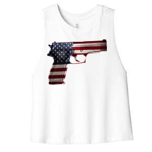 USA Pistol Gun Women's Racerback Cropped Tank