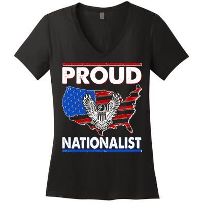 USA Proud Nationalist  Women's V-Neck T-Shirt