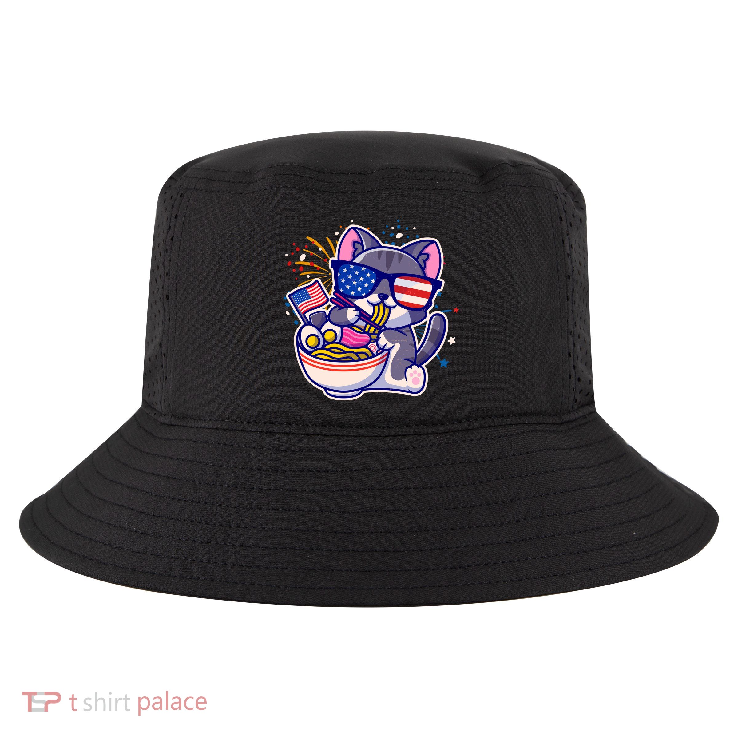 USA Ramen Bowl Kitty America Cool Comfort Performance Bucket Hat
