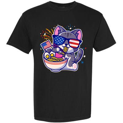 USA Ramen Bowl Kitty America Garment-Dyed Heavyweight T-Shirt