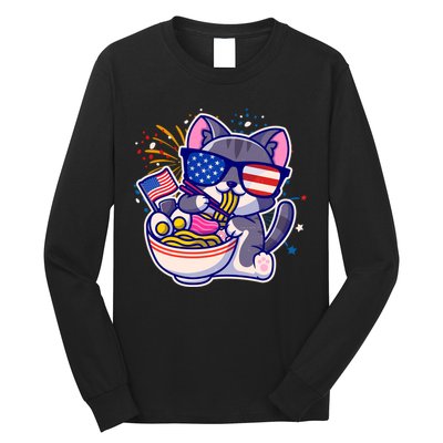 USA Ramen Bowl Kitty America Long Sleeve Shirt