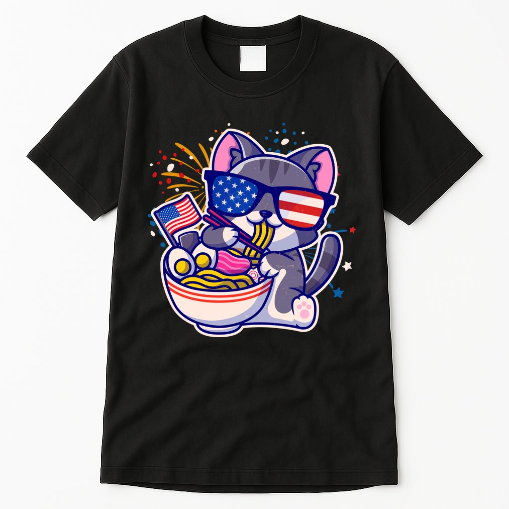 USA Ramen Bowl Kitty America Tall T-Shirt