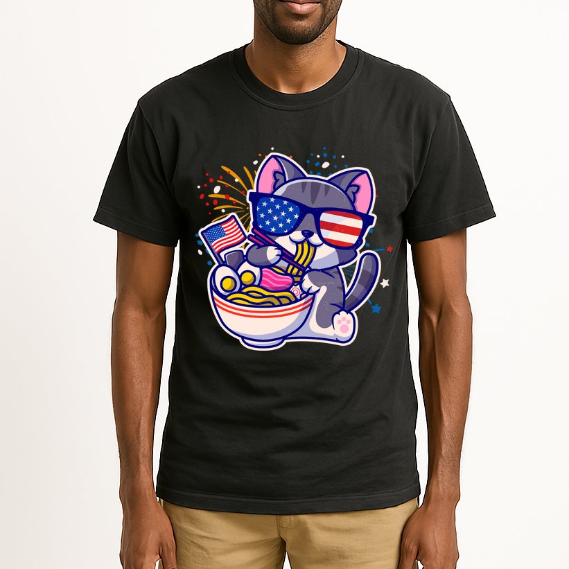 USA Ramen Bowl Kitty America Tall T-Shirt