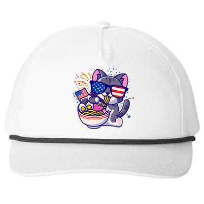 USA Ramen Bowl Kitty America Snapback Five-Panel Rope Hat