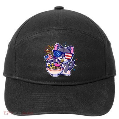 USA Ramen Bowl Kitty America 7-Panel Snapback Hat