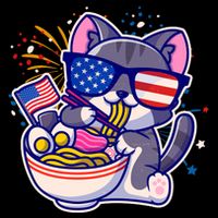 USA Ramen Bowl Kitty America Ladies Essential Flowy Tank