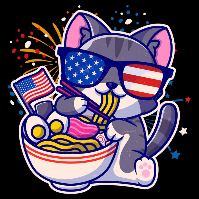 USA Ramen Bowl Kitty America Ladies Essential Flowy Tank