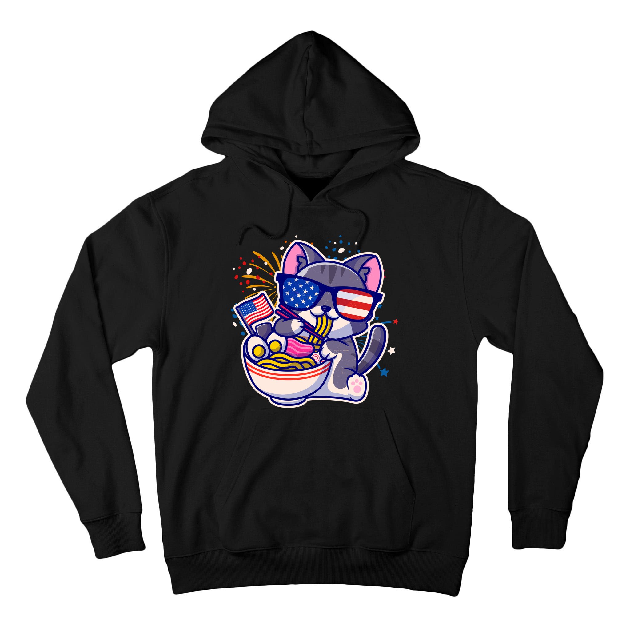USA Ramen Bowl Kitty America Tall Hoodie