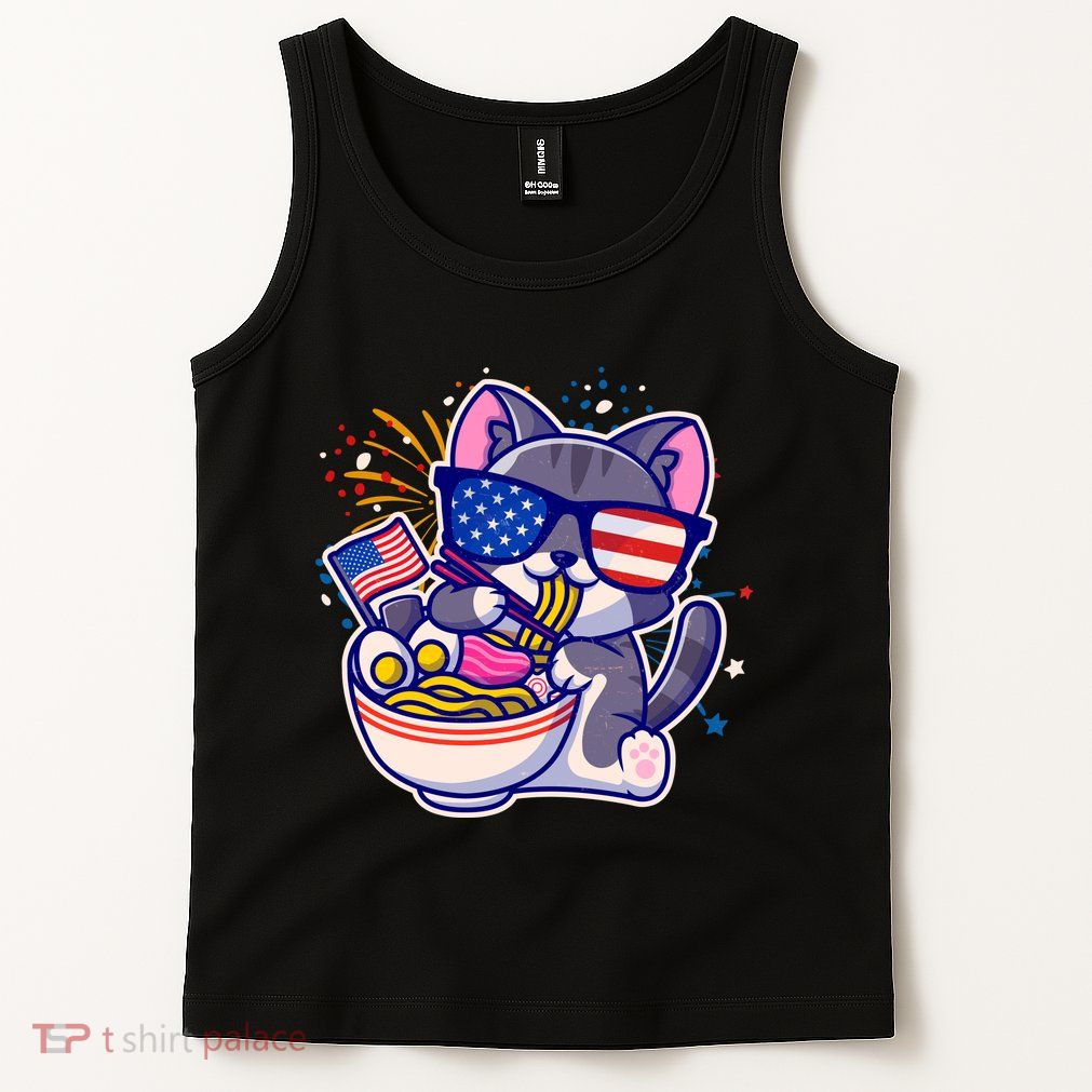 USA Ramen Bowl Kitty America Tank Top