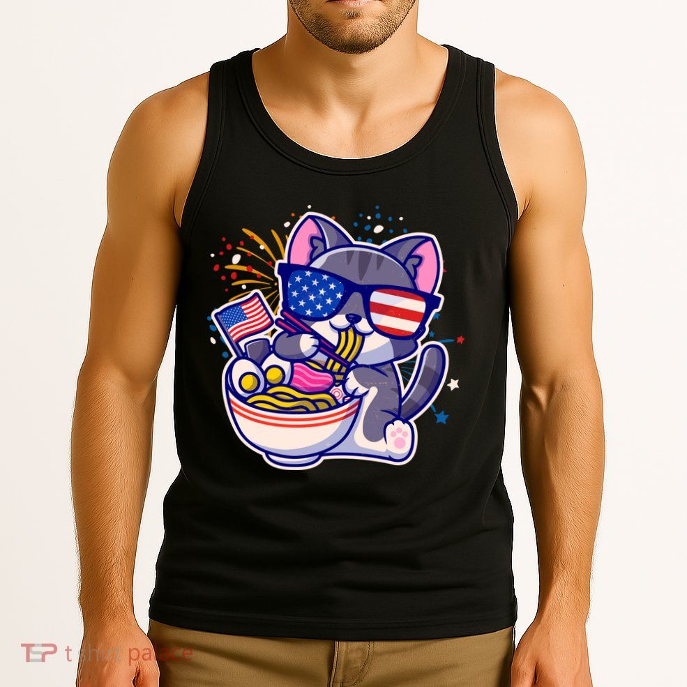 USA Ramen Bowl Kitty America Tank Top