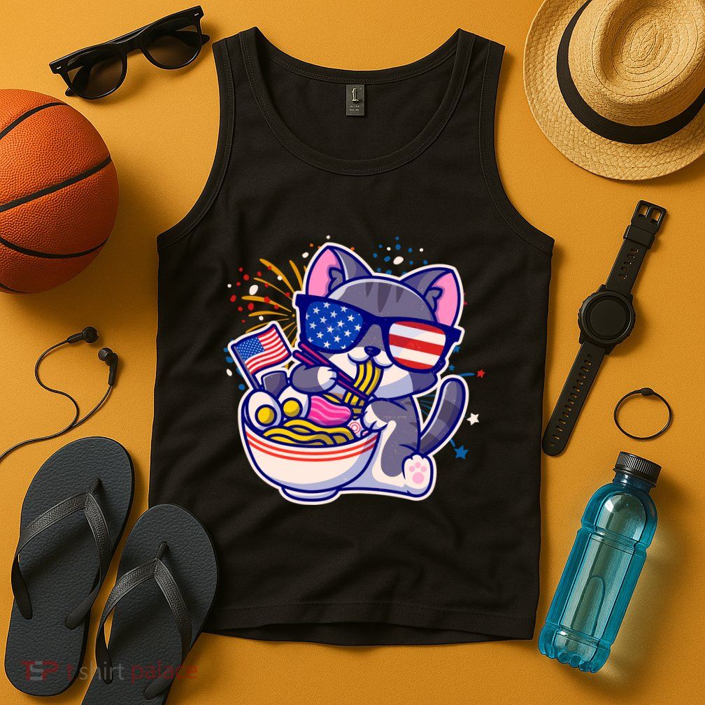 USA Ramen Bowl Kitty America Tank Top