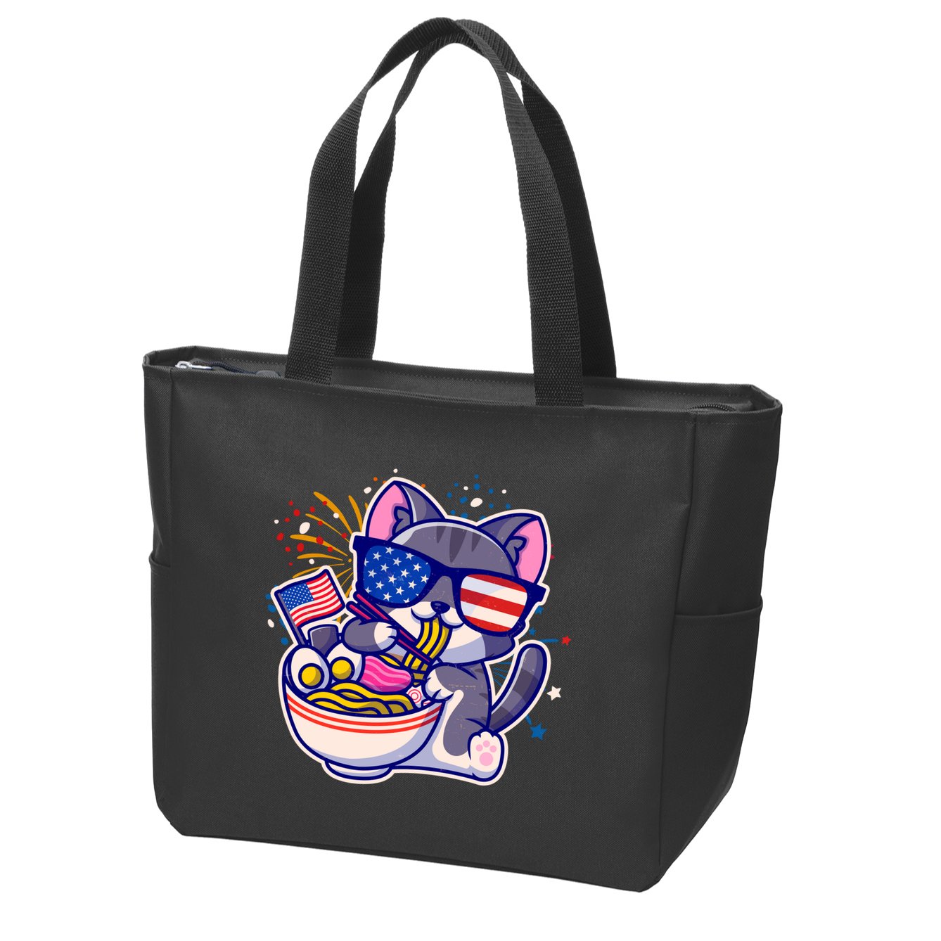 USA Ramen Bowl Kitty America Zip Tote Bag