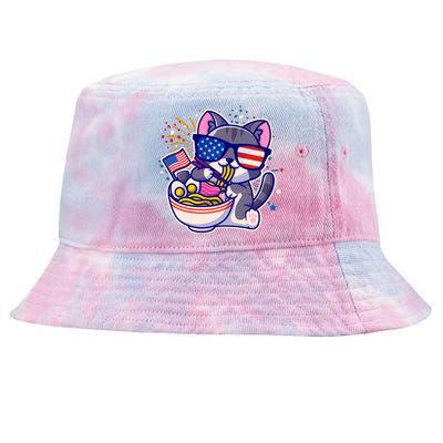 USA Ramen Bowl Kitty America Tie-Dyed Bucket Hat