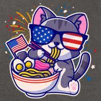 USA Ramen Bowl Kitty America Cotton Canvas Backpack