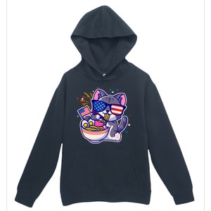 USA Ramen Bowl Kitty America Urban Pullover Hoodie