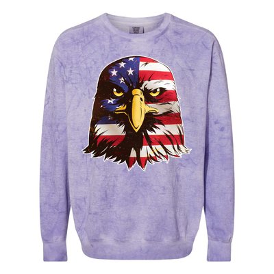 USA Red White And Blue Bald Eagle Colorblast Crewneck Sweatshirt