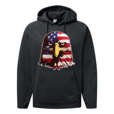 USA Red White And Blue Bald Eagle Performance Fleece Hoodie