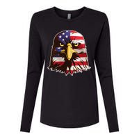 USA Red White And Blue Bald Eagle Womens Cotton Relaxed Long Sleeve T-Shirt