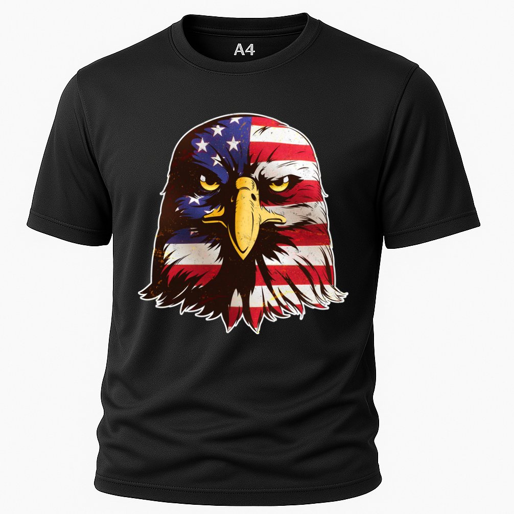 USA Red White And Blue Bald Eagle Cooling Performance Crew T-Shirt