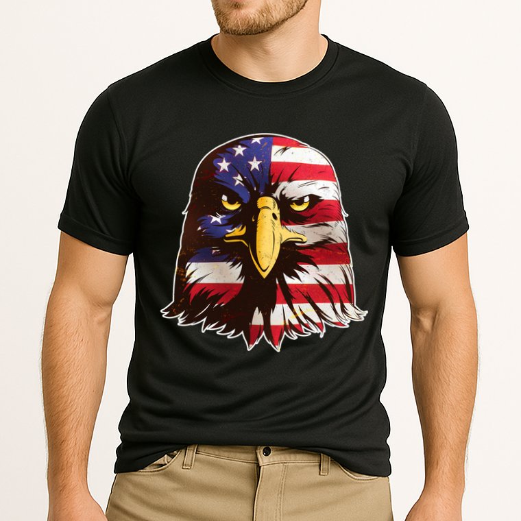 USA Red White And Blue Bald Eagle Cooling Performance Crew T-Shirt