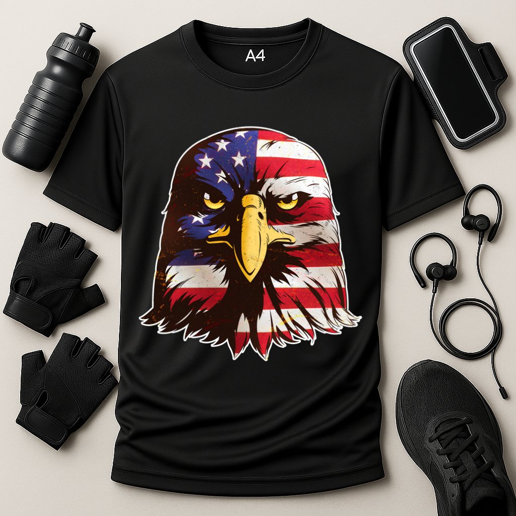 USA Red White And Blue Bald Eagle Cooling Performance Crew T-Shirt