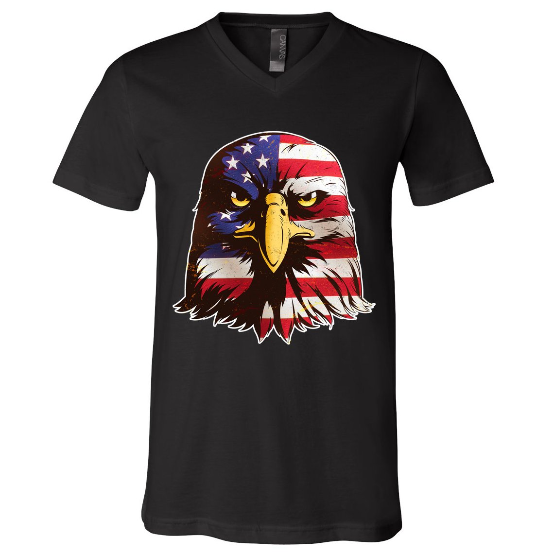 USA Red White And Blue Bald Eagle V-Neck T-Shirt