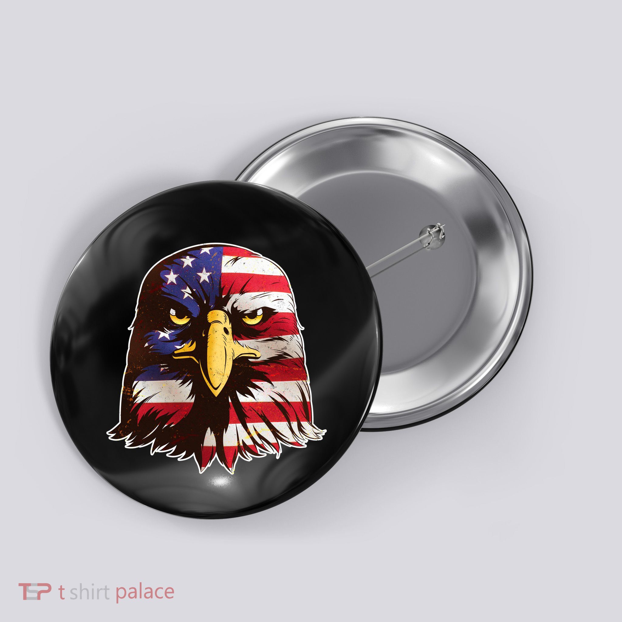USA Red White And Blue Bald Eagle Button