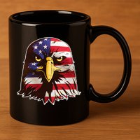 USA Red White And Blue Bald Eagle 11oz C Handle Ceramic Mug