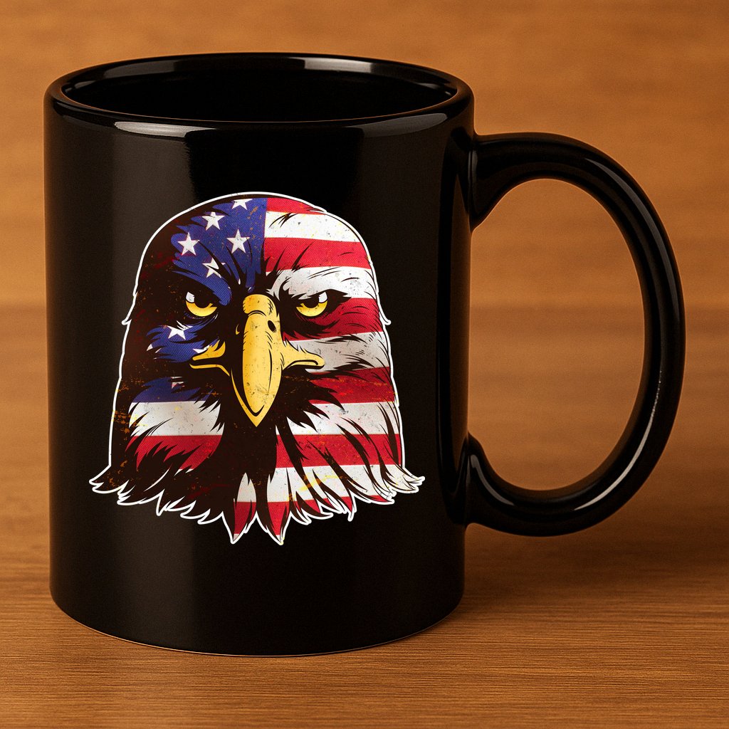 USA Red White And Blue Bald Eagle 11oz C Handle Ceramic Mug