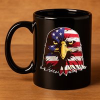 USA Red White And Blue Bald Eagle 11oz C Handle Ceramic Mug
