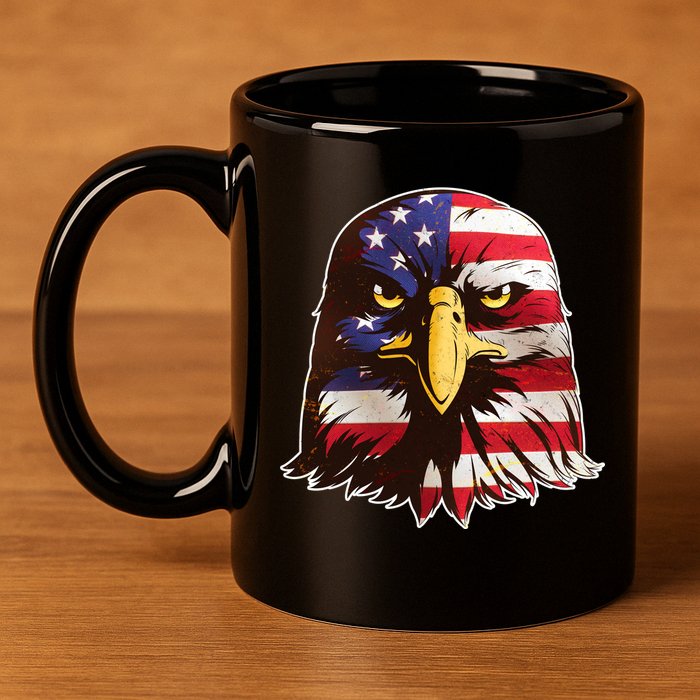 USA Red White And Blue Bald Eagle 11oz C Handle Ceramic Mug