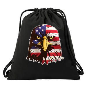 USA Red White And Blue Bald Eagle Drawstring Bag