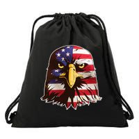 USA Red White And Blue Bald Eagle Drawstring Bag