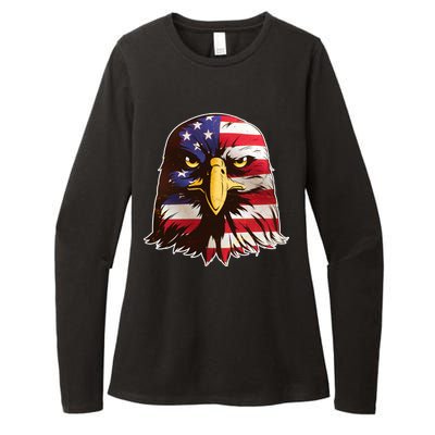 USA Red White And Blue Bald Eagle Womens CVC Long Sleeve Shirt