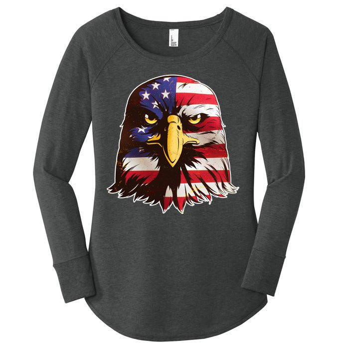 USA Red White And Blue Bald Eagle Women's Perfect Tri Tunic Long Sleeve Shirt