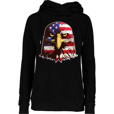 USA Red White And Blue Bald Eagle Womens Funnel Neck Pullover Hood