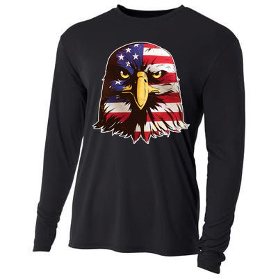 USA Red White And Blue Bald Eagle Cooling Performance Long Sleeve Crew