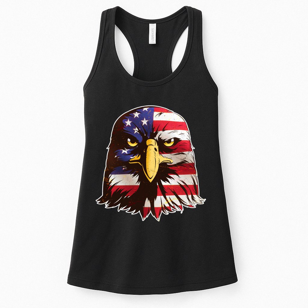 USA Red White And Blue Bald Eagle Womens Tank Top