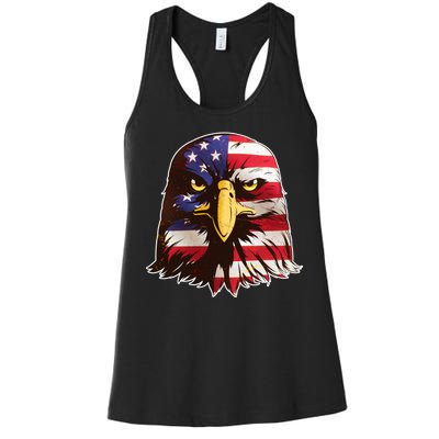 USA Red White And Blue Bald Eagle Women's Racerback Tank