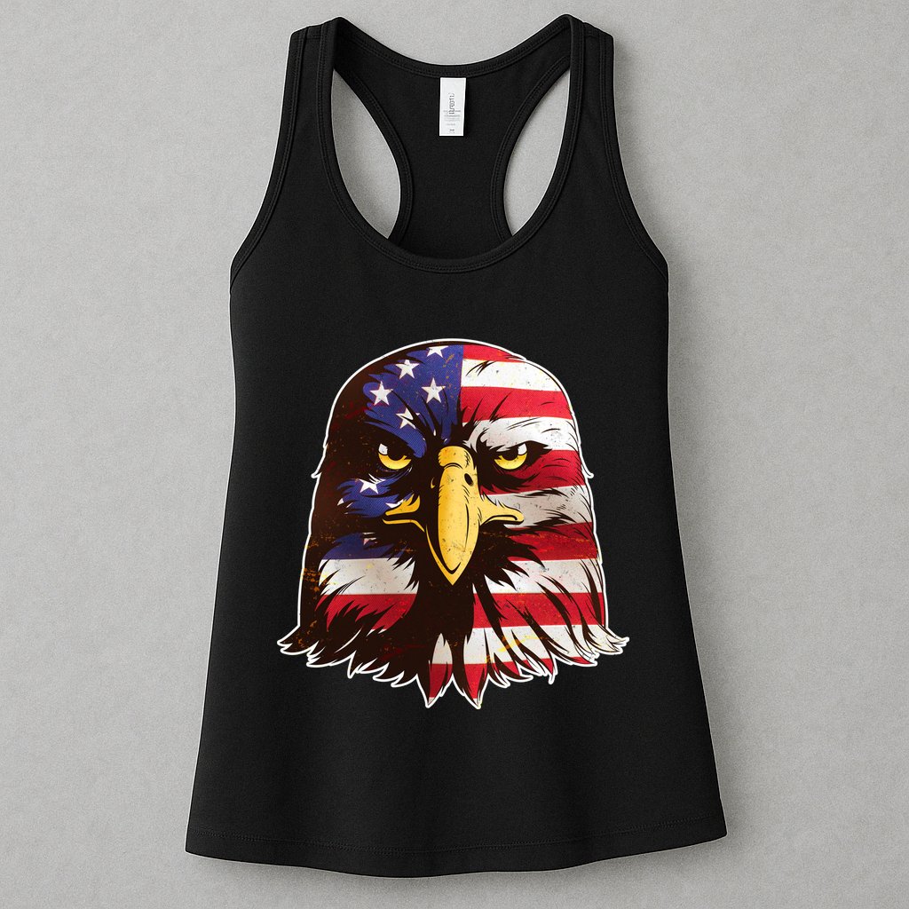 USA Red White And Blue Bald Eagle Womens Tank Top