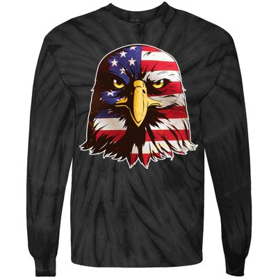 USA Red White And Blue Bald Eagle Tie-Dye Long Sleeve Shirt