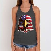 USA Red White And Blue Bald Eagle Women's Knotted Racerback Tank