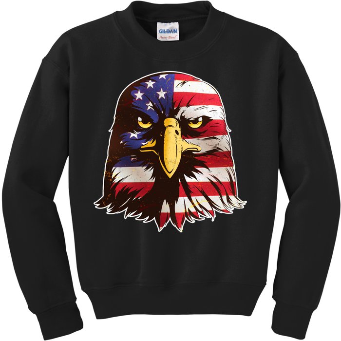 USA Red White And Blue Bald Eagle Kids Sweatshirt