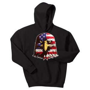 USA Red White And Blue Bald Eagle Kids Hoodie