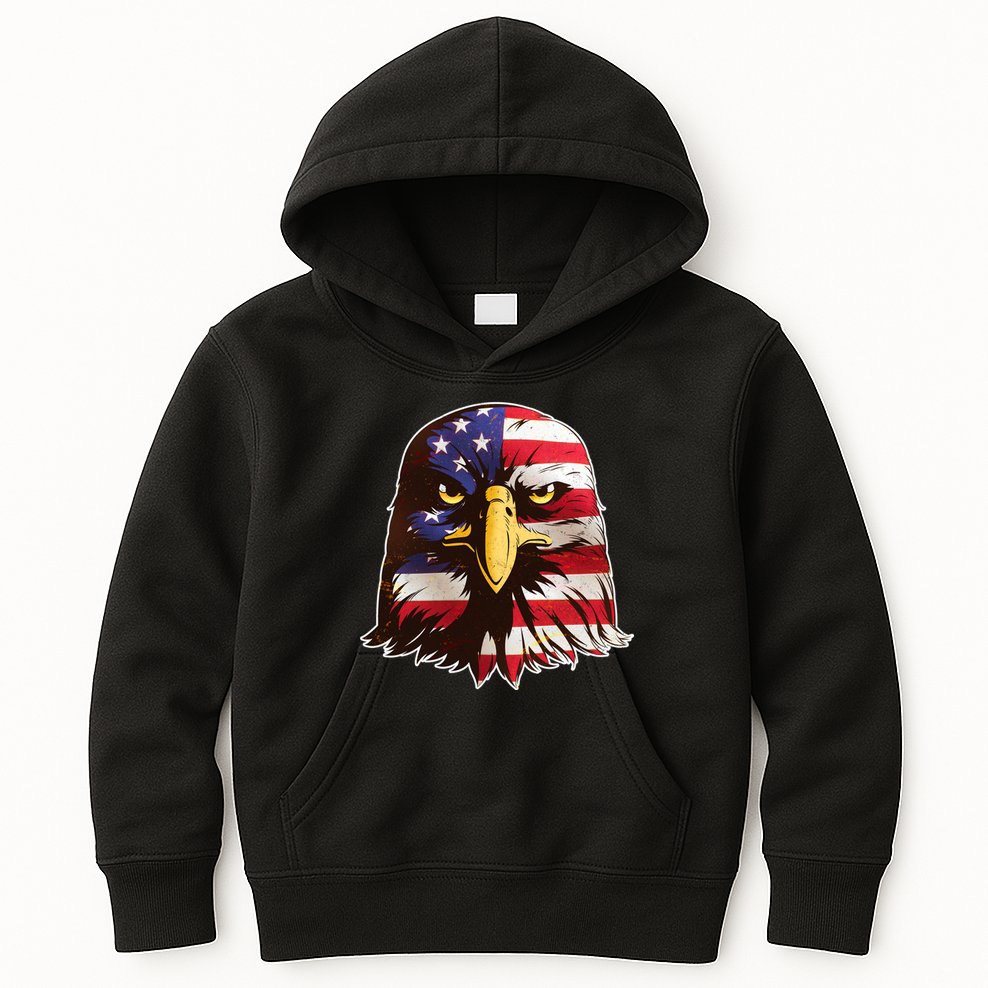 USA Red White And Blue Bald Eagle Kids Hoodie