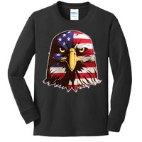 USA Red White And Blue Bald Eagle Kids Long Sleeve Shirt