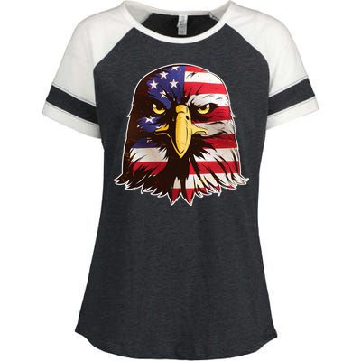 USA Red White And Blue Bald Eagle Enza Ladies Jersey Colorblock Tee